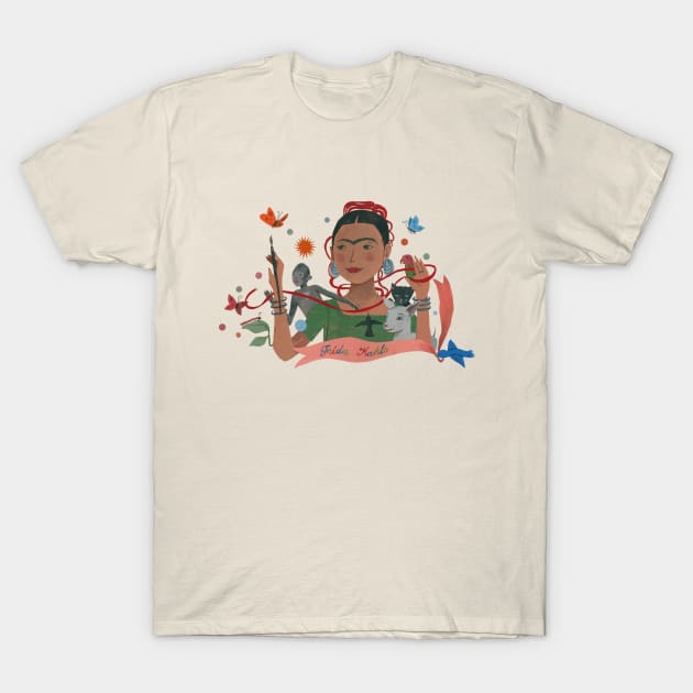 Frida Kahlo & Pets 2 T-Shirt by John Parra Art